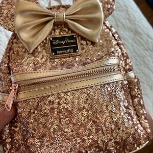 Disney Parks Loungefly Gold Sequin Mini Backpack
